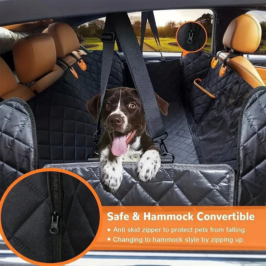 Hamac de Voiture pour Chien — 100% Étanche, Fenêtre Maille & Fermeture Éclair