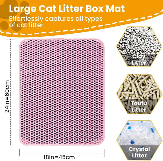 Tapis de Litière Double Couche pour Chat — Antidérapant, Imperméable & Facile à Nettoyer
