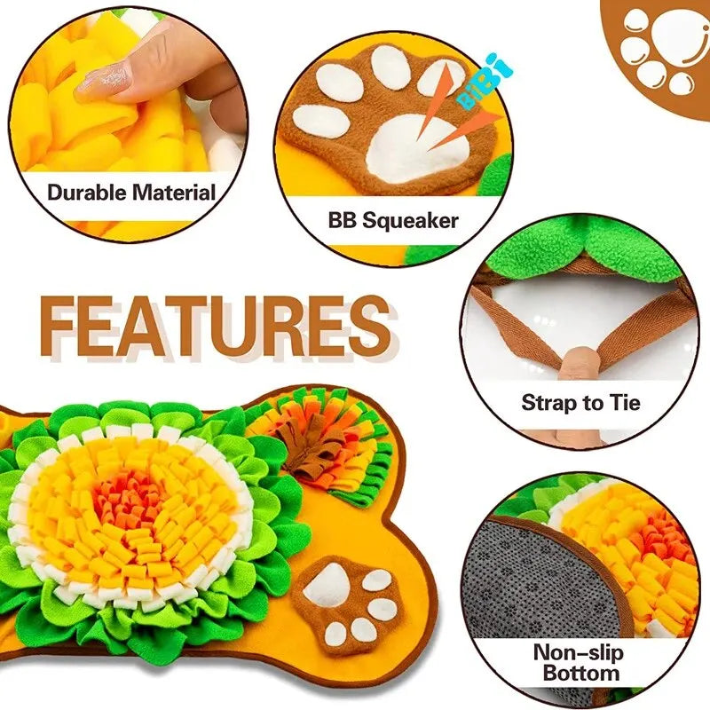 Tapis de Fouille Olfactif pour Chien â Anti-Ennui, Alimentation Lente & Stimulation Mentale đœ