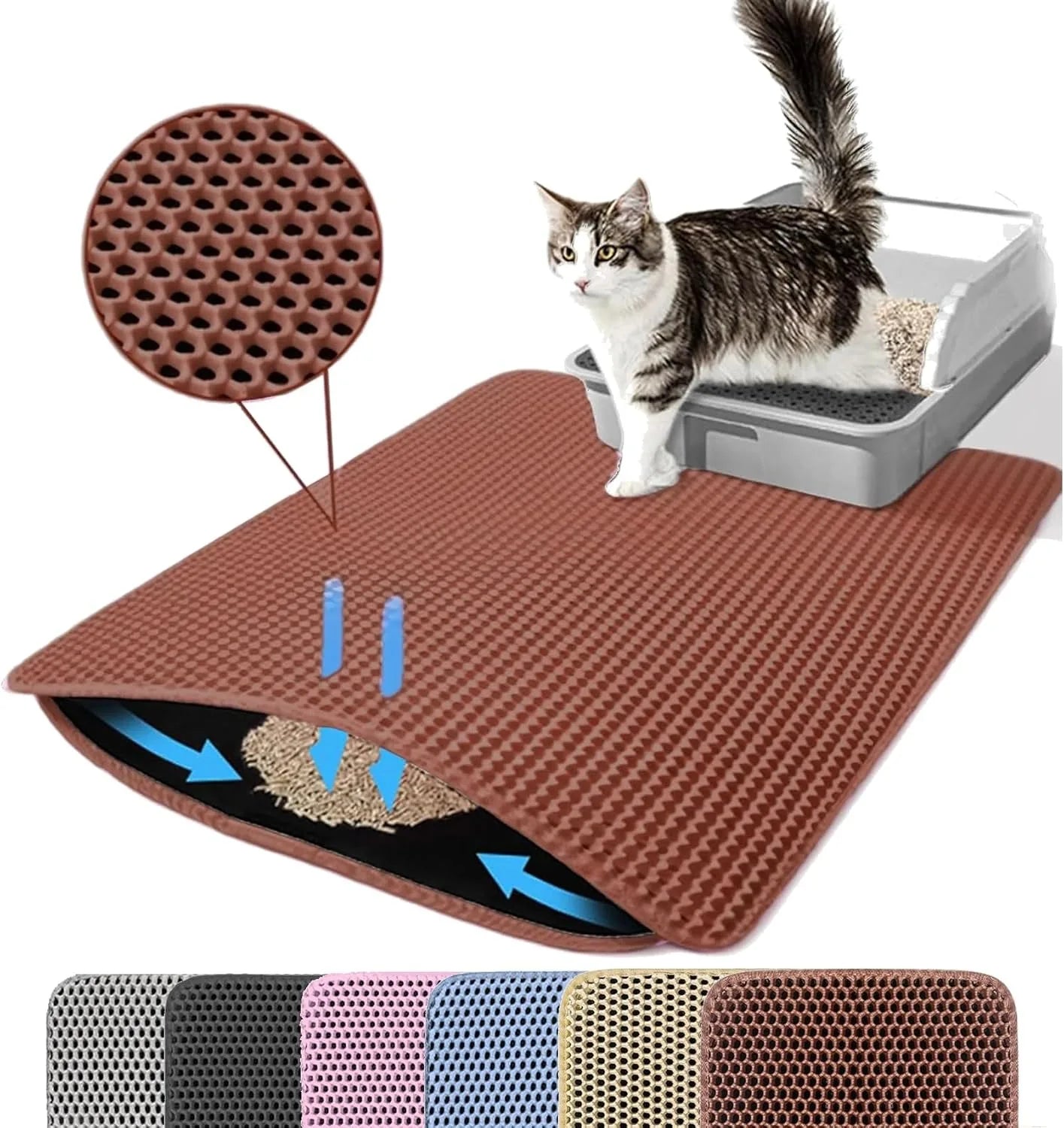 Tapis de Litière Double Couche pour Chat — Antidérapant, Imperméable & Facile à Nettoyer