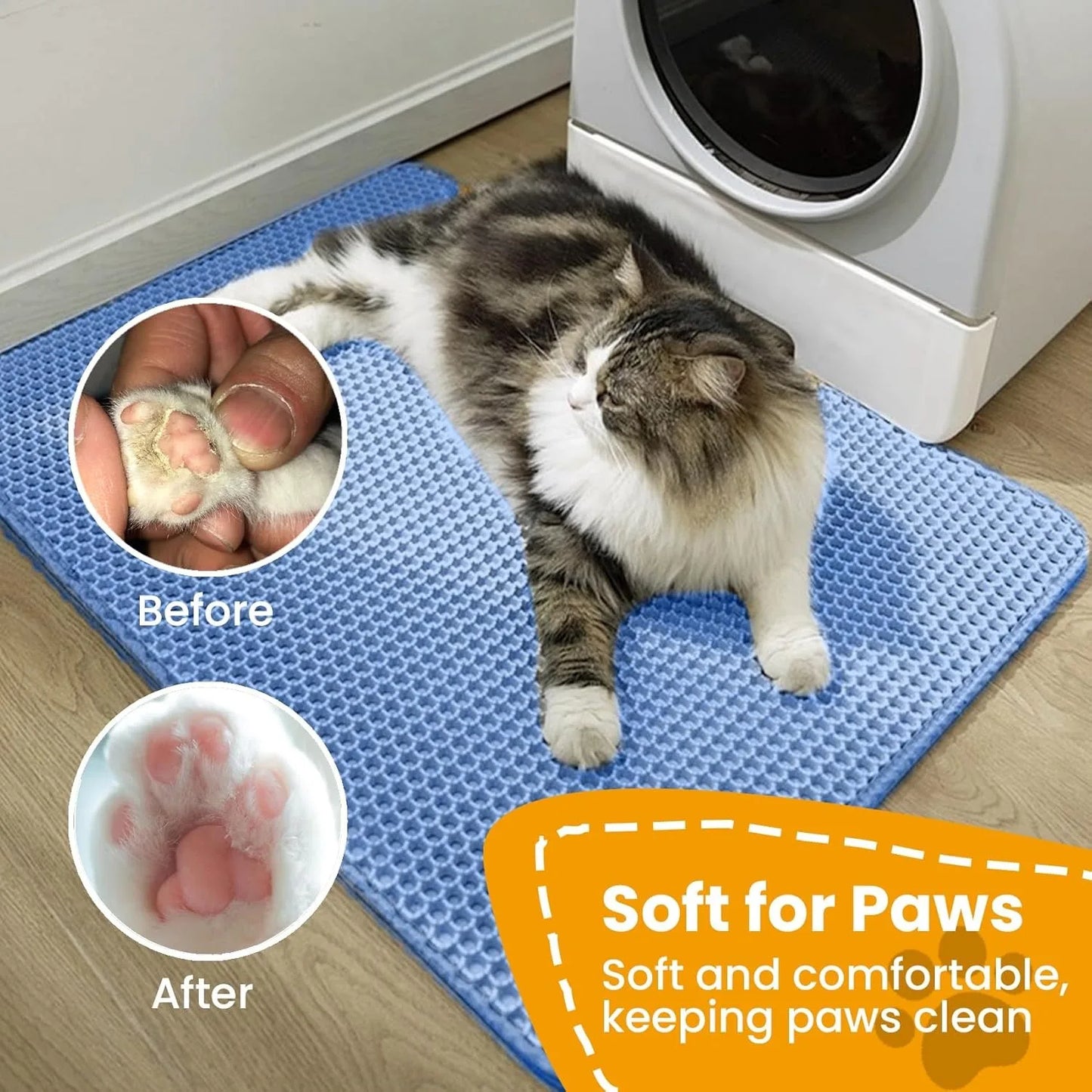 Tapis de Litière Double Couche pour Chat — Antidérapant, Imperméable & Facile à Nettoyer