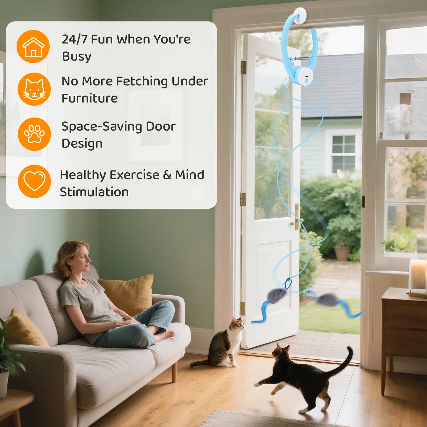 Jouet Interactif Électrique pour Chat - Baguette Plumes