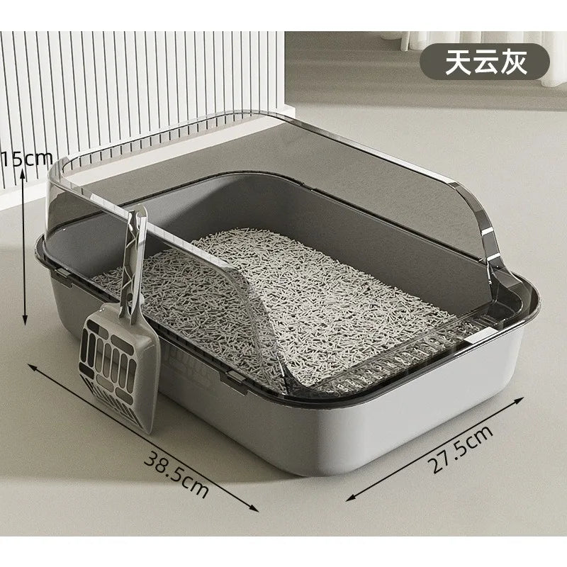 Semi-Enclosed Cat Litter Box — Anti-Tracking, Scoop Included & Odor Control 🐱