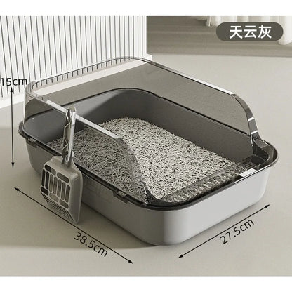 Semi-Enclosed Cat Litter Box — Anti-Tracking, Scoop Included & Odor Control 🐱