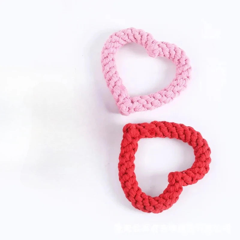 Jouet Corde à Mâcher en Forme de Cœur pour Chien — Tissé Main, Anti-Tartre & Mignon ❤️