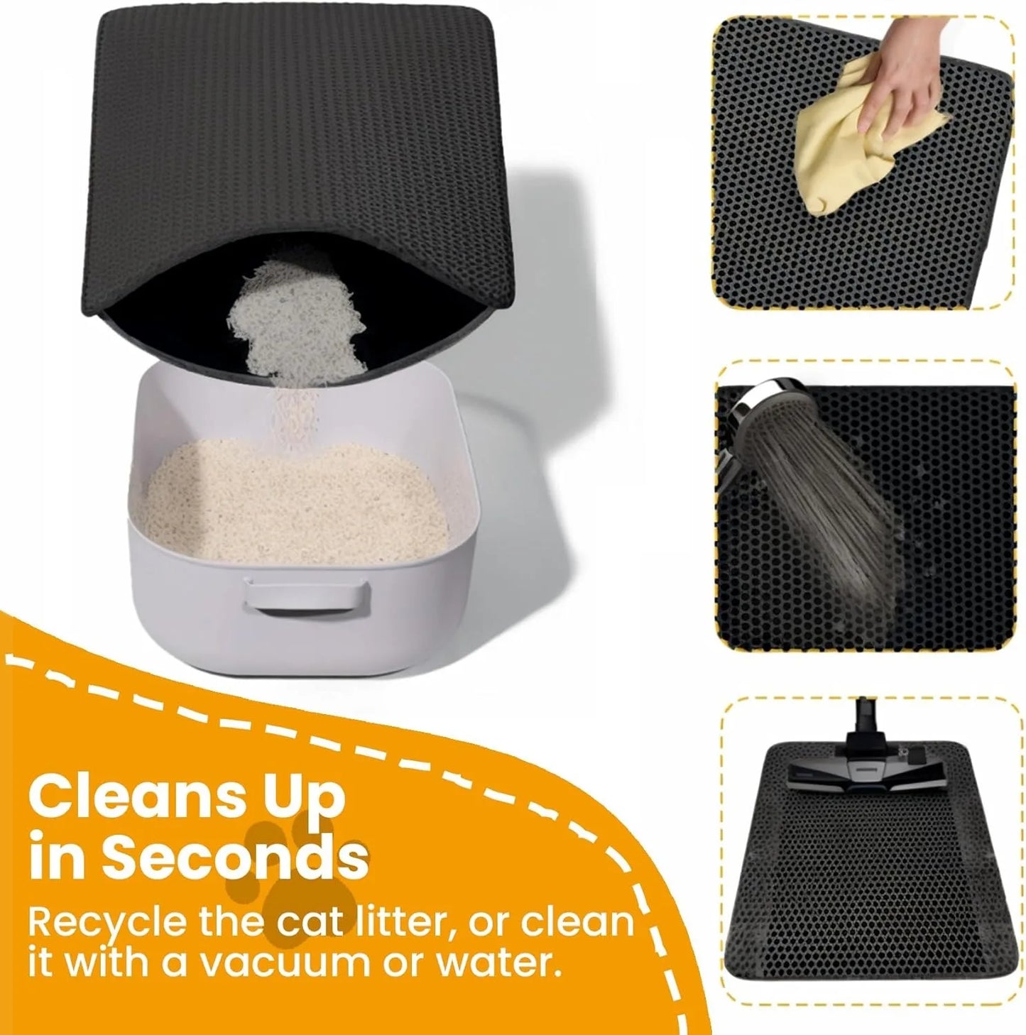 Tapis de Litière Double Couche pour Chat — Antidérapant, Imperméable & Facile à Nettoyer