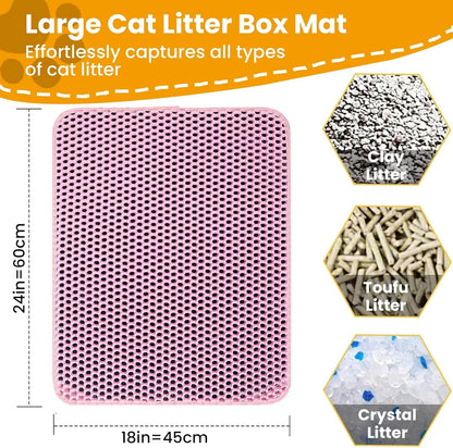 Tapis de Litière Double Couche pour Chat — Antidérapant, Imperméable & Facile à Nettoyer