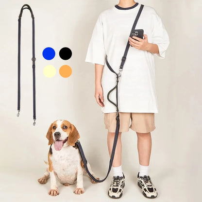 Laisse Multifonctionnelle Mains Libres pour Chien — Réglable, Double Mousqueton & Tissu Jean 🦮