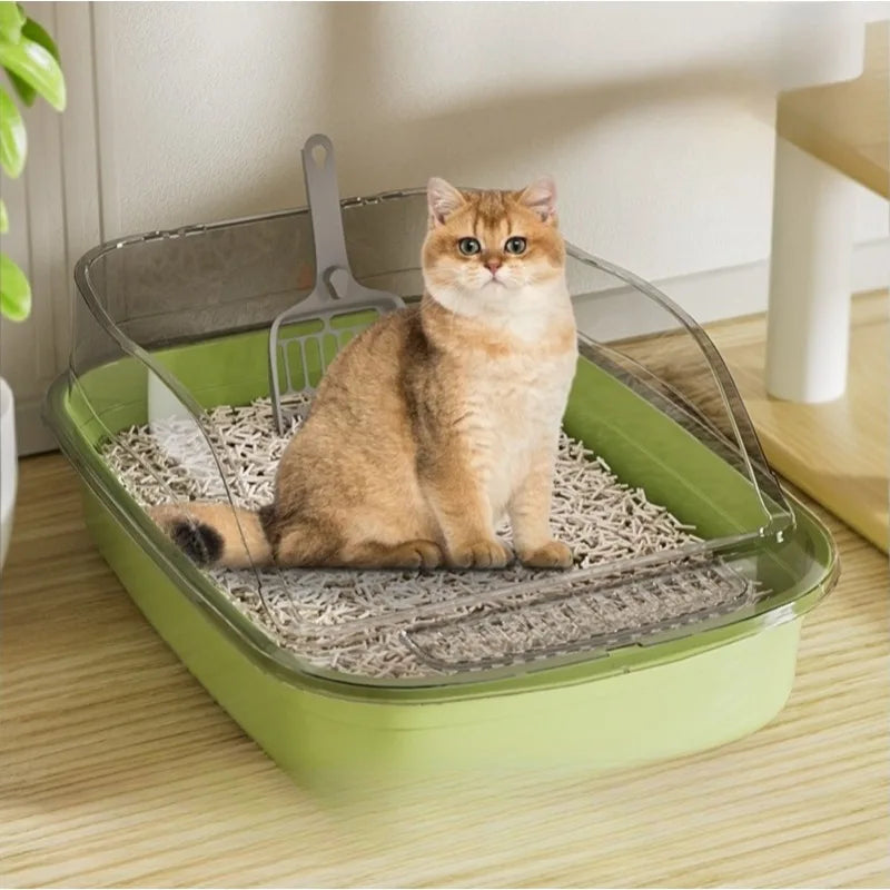 Semi-Enclosed Cat Litter Box — Anti-Tracking, Scoop Included & Odor Control 🐱