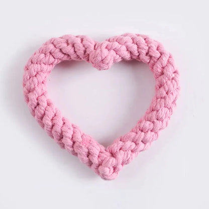 Jouet Corde à Mâcher en Forme de Cœur pour Chien — Tissé Main, Anti-Tartre & Mignon ❤️