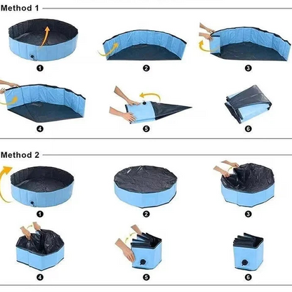 Piscine Pliable pour Chien & Chat — Bain & Rafraîchissement, Antidérapante, Pliable en 2 Secondes ☀️🐾
