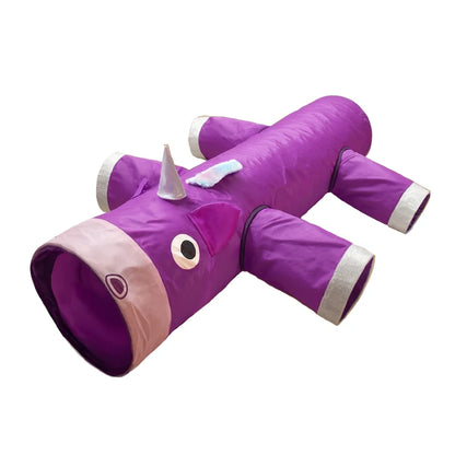 Tunnel de Jeu Licorne pour Chat — 6 Entrées, Pliable & Anti-Ennui 🦄