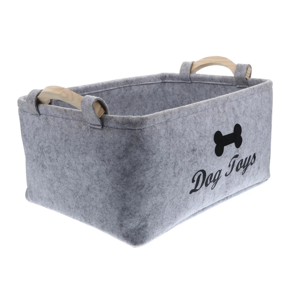 Dog & Cat Toy Storage Basket — Soft Felt, Foldable & Decorative 🧺