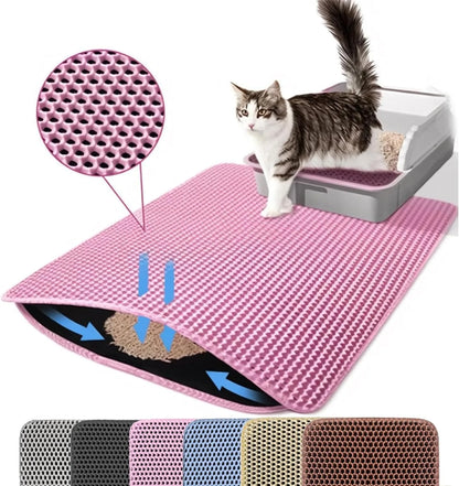 Tapis de Litière Double Couche pour Chat — Antidérapant, Imperméable & Facile à Nettoyer