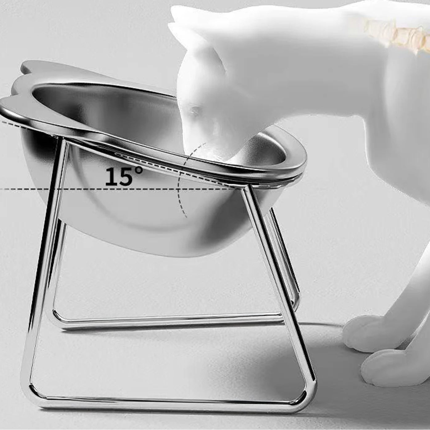 Gamelle Surélevée Inclinée 15° en Inox pour Chat & Chien — Anti-Cervicales & Posture Saine 🍽️