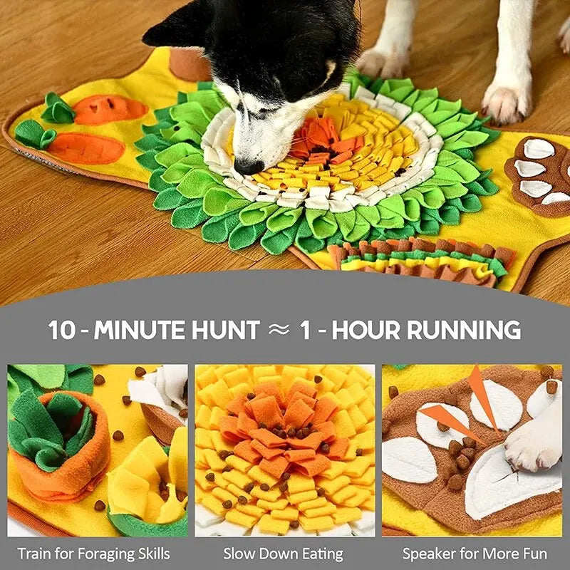 Tapis de Fouille Olfactif pour Chien — Anti-Ennui, Alimentation Lente & Stimulation Mentale 🐽
