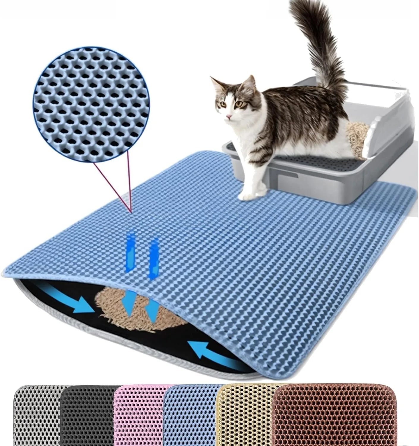 Tapis de Litière Double Couche pour Chat — Antidérapant, Imperméable & Facile à Nettoyer