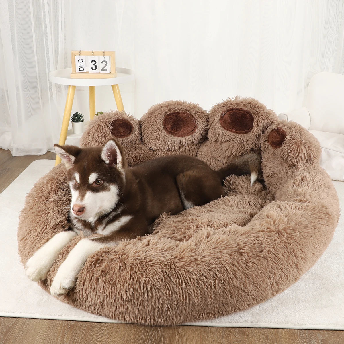 Lit Apaisant Moelleux en Forme de Patte pour Chien & Chat — Ultra Doux & Anti-Anxiété 🐾