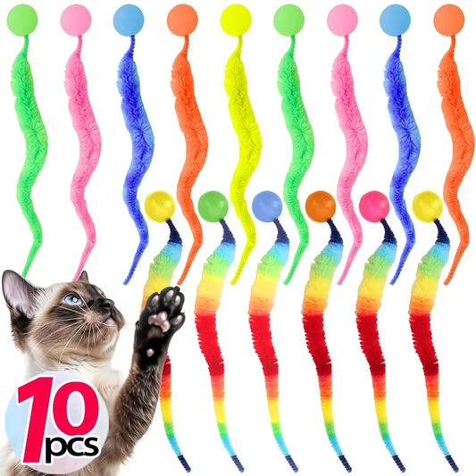 Ver Coloré Interactif pour Chat — Boule Fluo, Rebondissant & Irrésistible 🐛