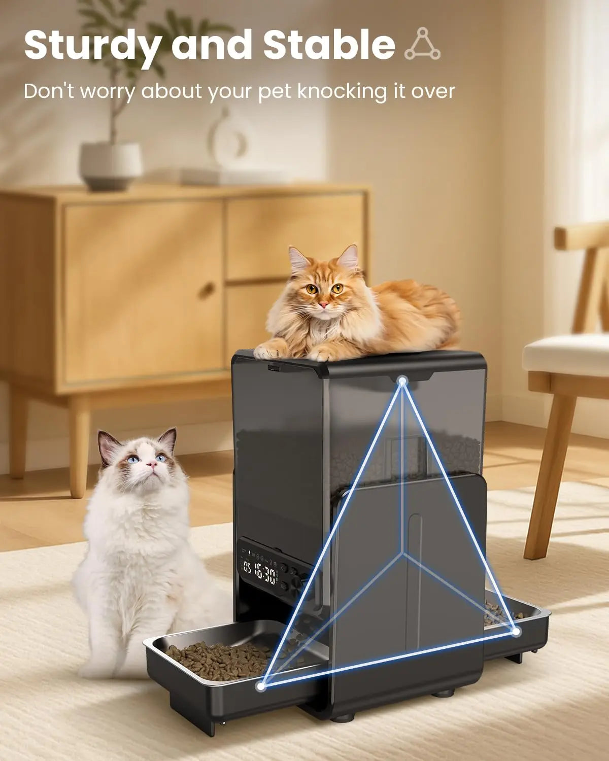 Distributeur d'Eau 3.2L Inox avec Fenêtre de Contrôle pour Chat et Chien