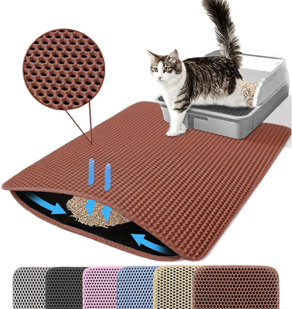Tapis de Litière Double Couche pour Chat — Antidérapant, Imperméable & Facile à Nettoyer