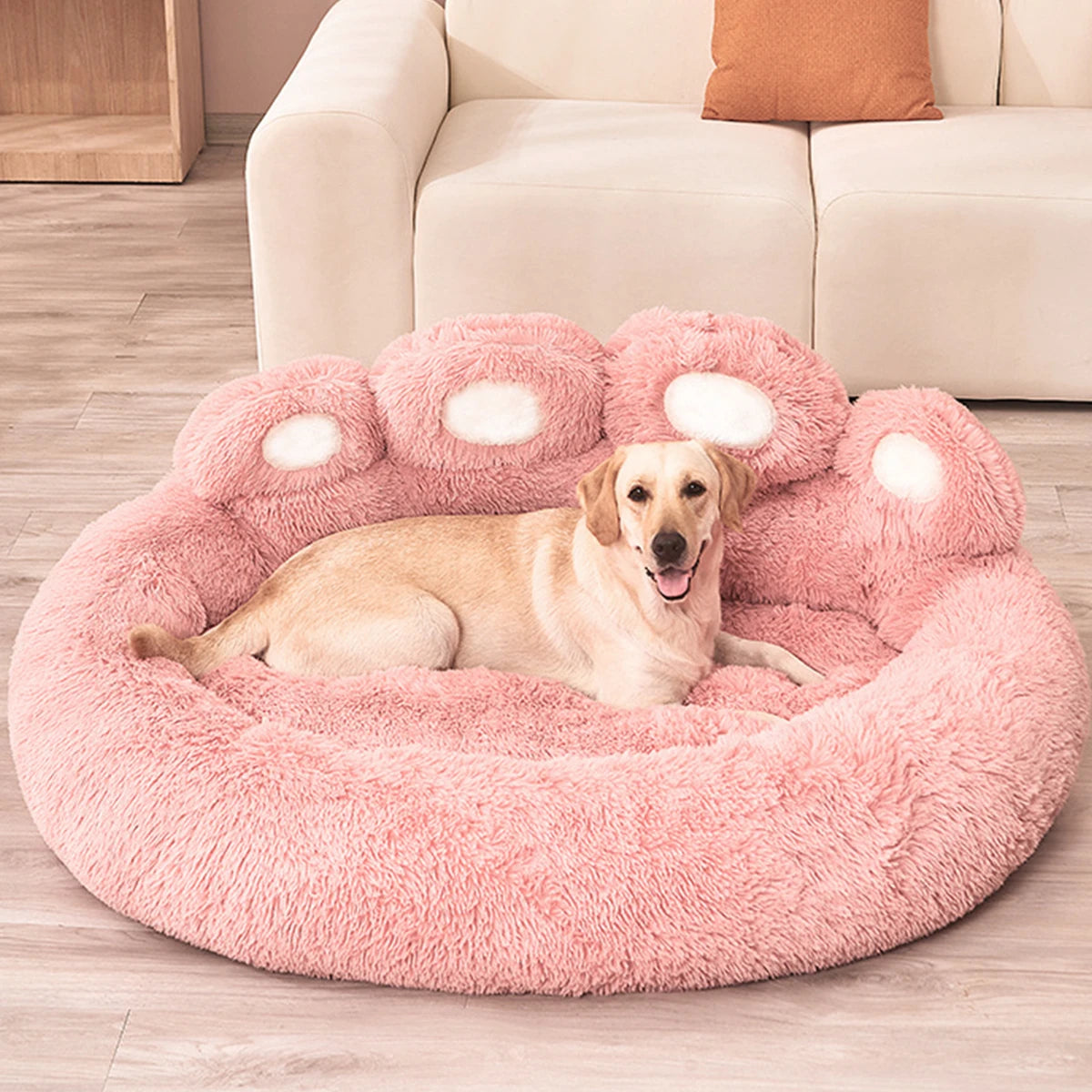 Lit Apaisant Moelleux en Forme de Patte pour Chien & Chat — Ultra Doux & Anti-Anxiété 🐾