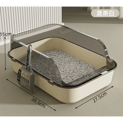Semi-Enclosed Cat Litter Box — Anti-Tracking, Scoop Included & Odor Control 🐱