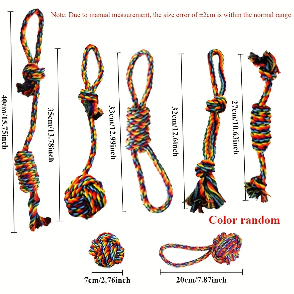 Set de 7 Jouets à Mâcher pour Chien — Cordes Résistantes, Anti-Tartre & Santé Dentaire 🦴