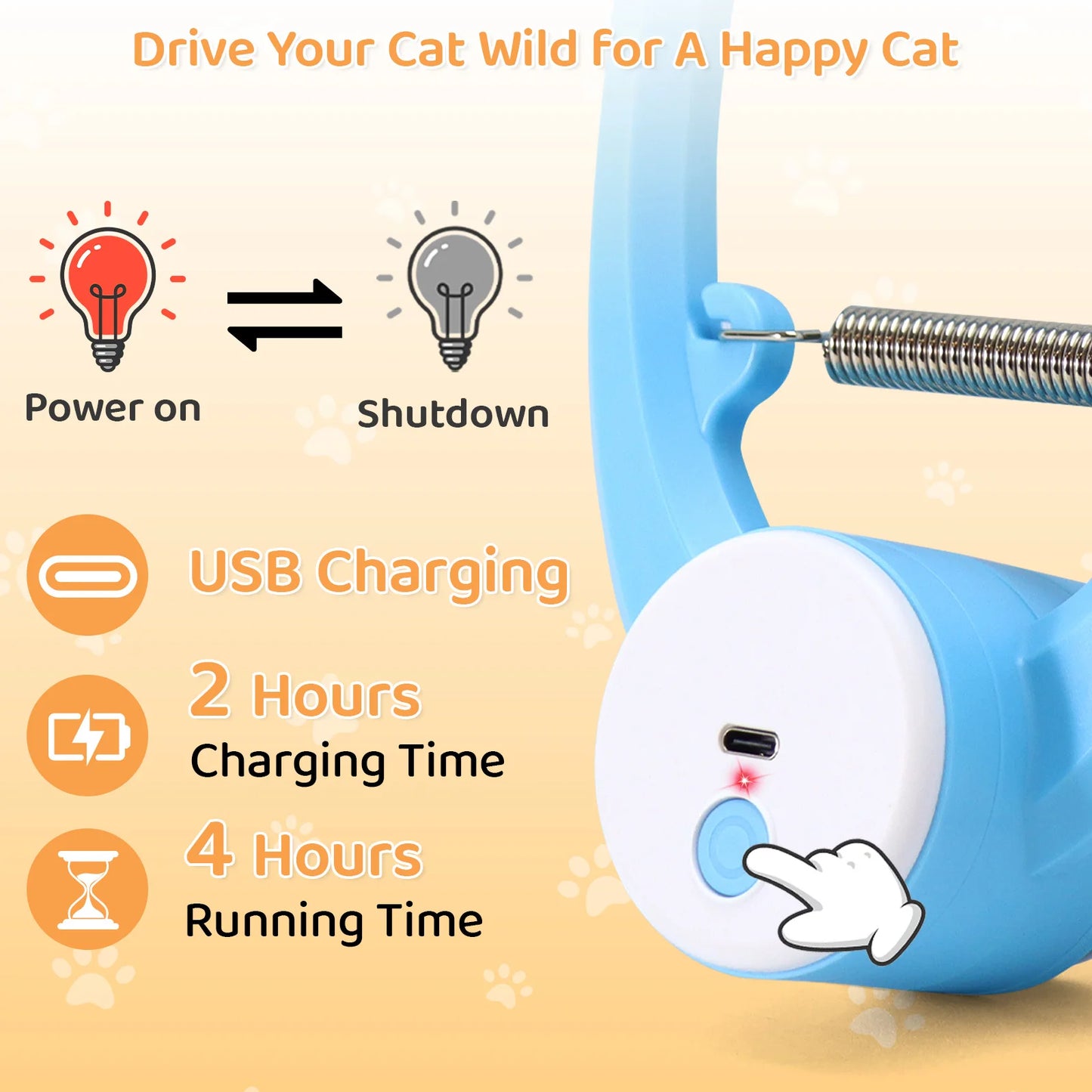 Jouet Interactif Électrique pour Chat - Baguette Plumes