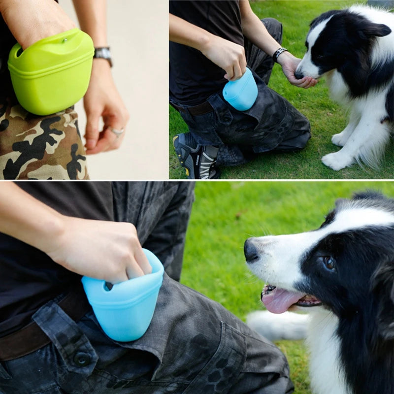 Sac à Friandises de Dressage pour Chien — Silicone, Fermeture Magnétique & Clip Ceinture 🎒
