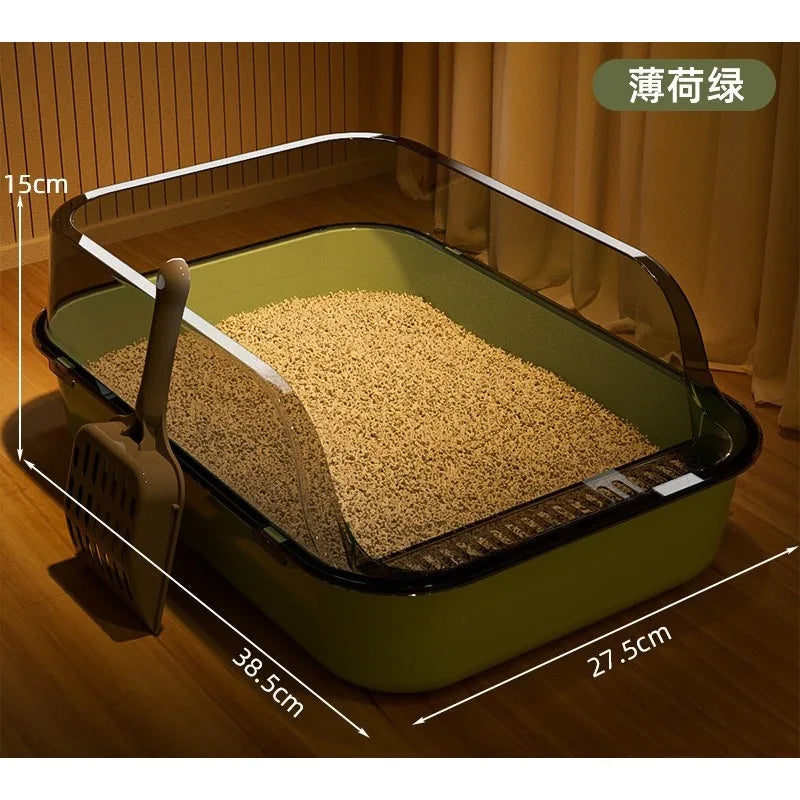 Semi-Enclosed Cat Litter Box — Anti-Tracking, Scoop Included & Odor Control 🐱