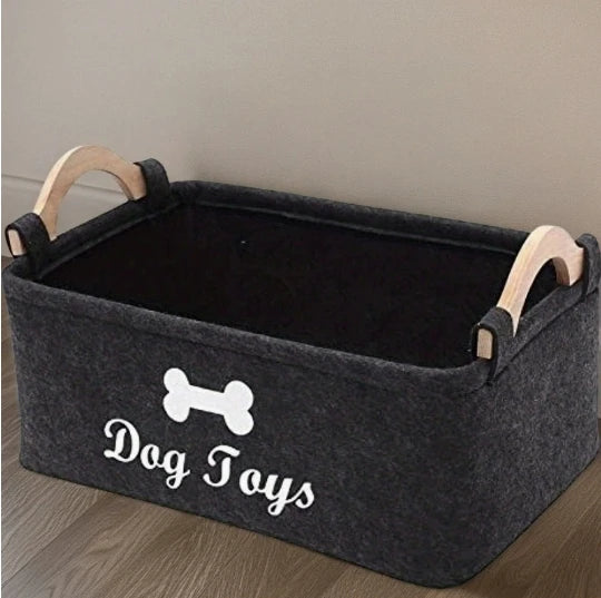 Dog & Cat Toy Storage Basket — Soft Felt, Foldable & Decorative 🧺