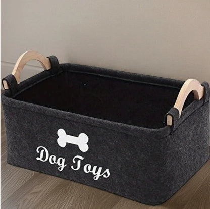 Dog & Cat Toy Storage Basket — Soft Felt, Foldable & Decorative 🧺