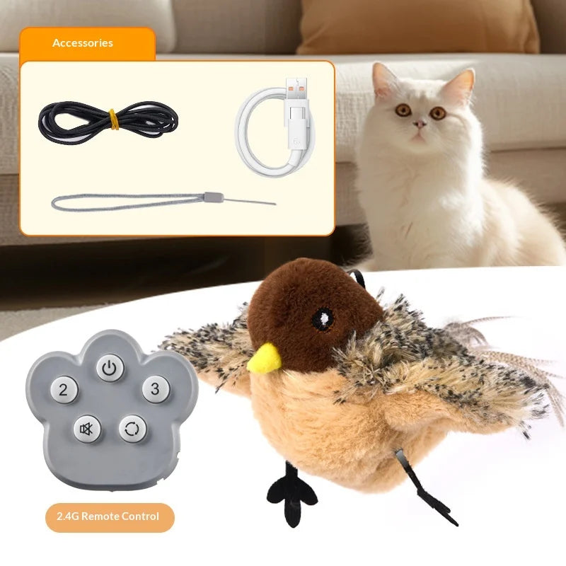 Oiseau Interactif Électrique Rechargeable pour Chat — Activation au Toucher