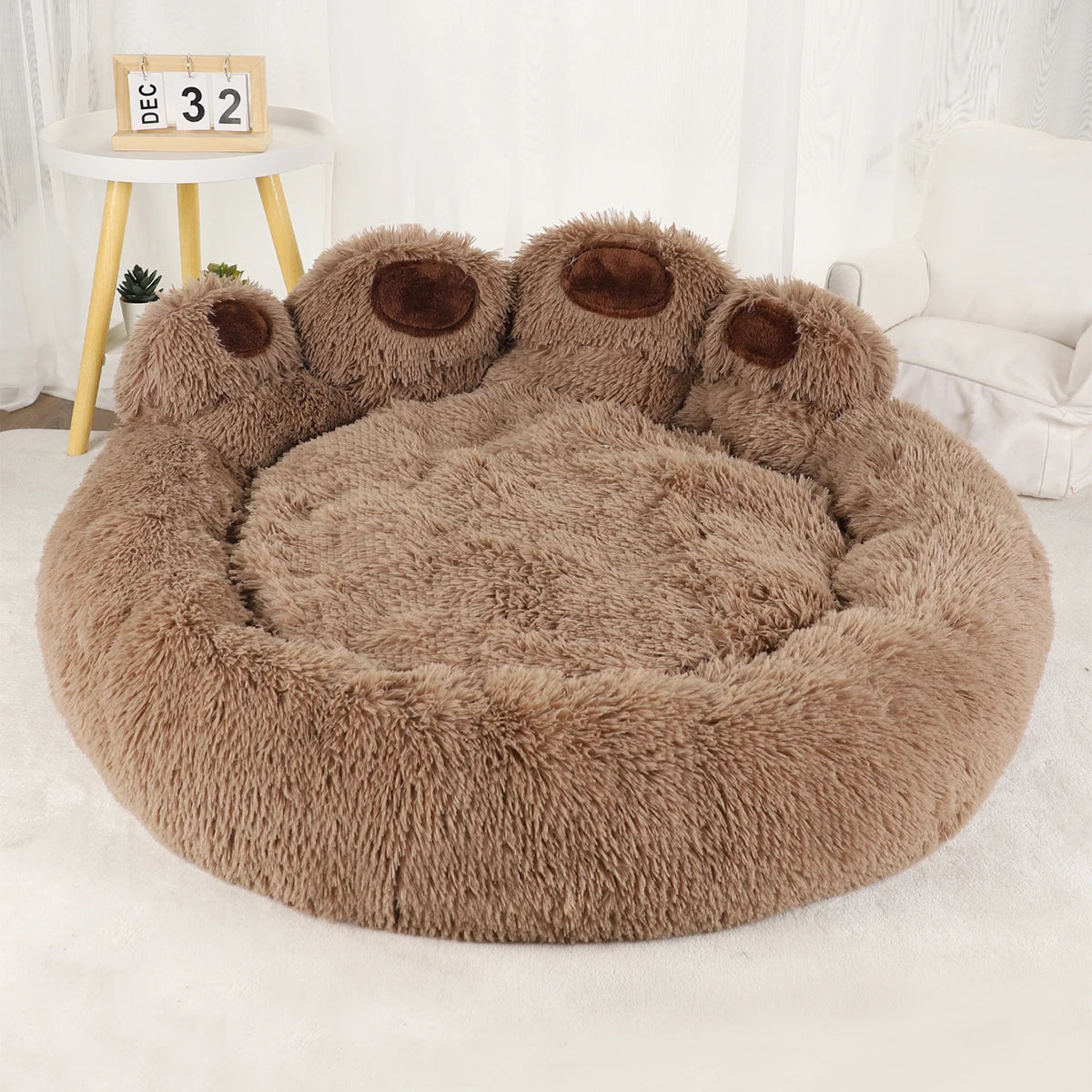 Lit Apaisant Moelleux en Forme de Patte pour Chien & Chat — Ultra Doux & Anti-Anxiété 🐾