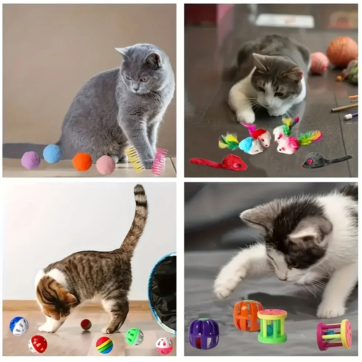 Méga Pack de Jouets pour Chat & Chaton — Balles, Souris, Plumes & Plus (14 / 28 / 56 pièces) 🐱
