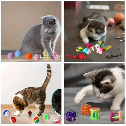 Méga Pack de Jouets pour Chat & Chaton — Balles, Souris, Plumes & Plus (14 / 28 / 56 pièces) 🐱