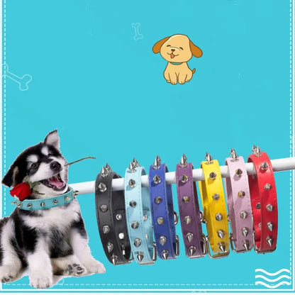 Collier en Cuir Clouté pour Chien — Réglable, Style Rock & Tendance 🤘
