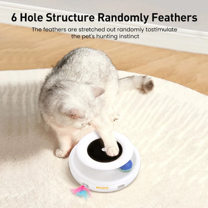 Jouet Interactif Automatique 2-en-1 pour Chat — Plumeau + Balle, 5 Modes & Lumières LED 🐱